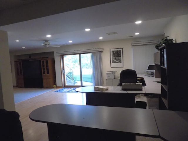 5355 Fox Path Ln, Hoffman Estates, IL 60192 - office area featuring recessed lighting, wood finished floors, and a ceiling fan