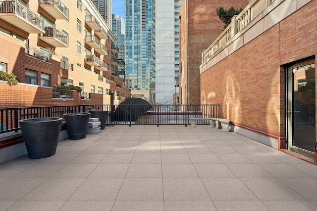 view of patio featuring a city view