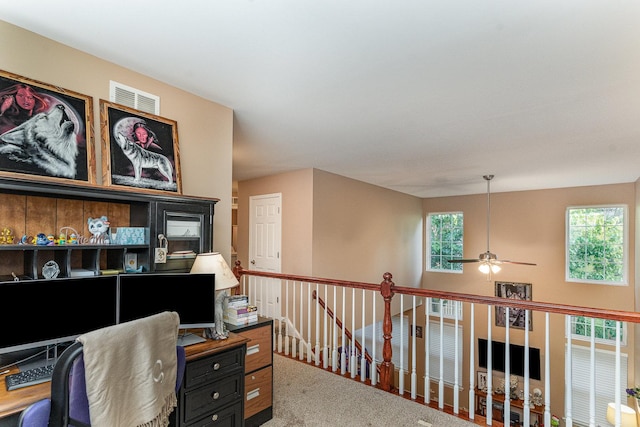 1966 Waverly Way, Montgomery, IL 60538 - office area featuring a ceiling fan and carpet