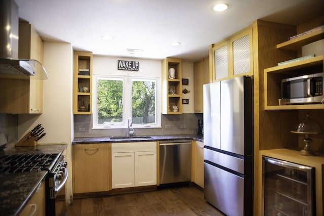 1703 Beverly Pl, Highland Park, IL 60035 - kitchen featuring appliances with stainless steel finishes, open shelves, a sink, and recessed lighting