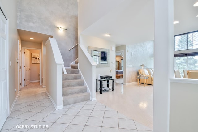 926 Willow St, Itasca, IL 60143 - stairs featuring tile patterned floors, recessed lighting, and baseboards