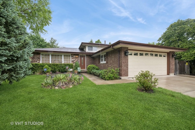 1825 W Spring Ridge Dr, Arlington Heights, IL 60004 - tri-level home with a garage, a front lawn, and concrete driveway