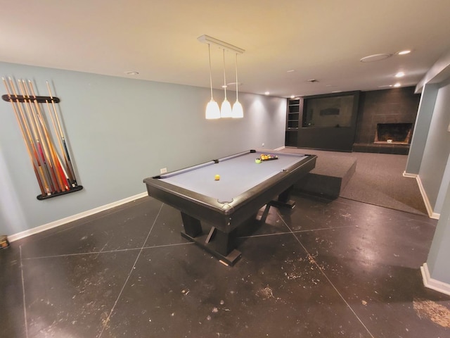511 N Berwick Blvd, Waukegan, IL 60085 - recreation room featuring a fireplace, billiards table, and baseboards