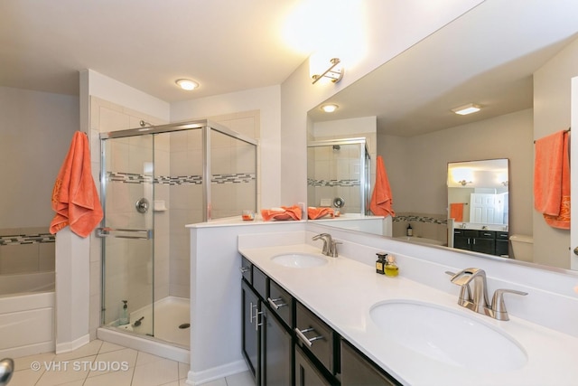 10636 153rd Pl, Orland Park, IL 60462 - full bath with a stall shower, tile patterned floors, a garden tub, and double vanity