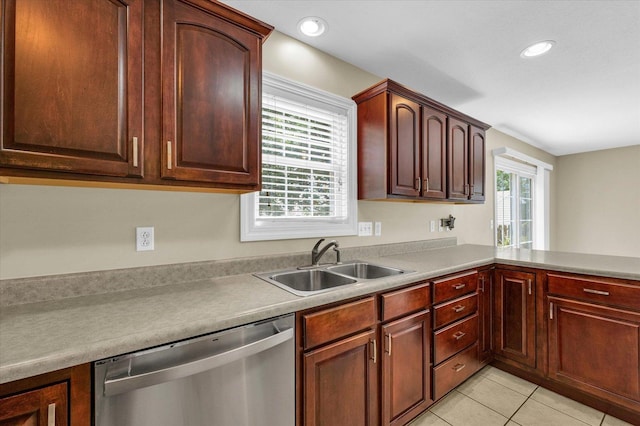 1208 Waters Edge Rd, Champaign, IL 61822 - kitchen featuring dishwasher, light tile patterned flooring, recessed lighting, and light countertops