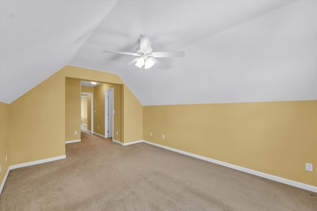 1208 Waters Edge Rd, Champaign, IL 61822 - additional living space featuring carpet flooring, lofted ceiling, and a ceiling fan