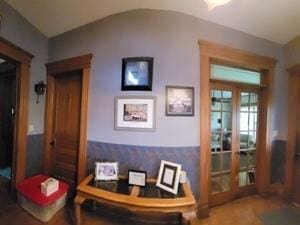 hall featuring french doors
