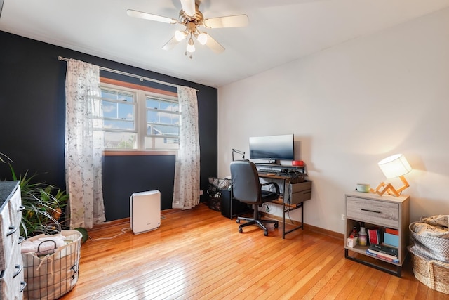 6333 Carriage Way, Oak Forest, IL 60452 - office area with wood-type flooring, a ceiling fan, and baseboards