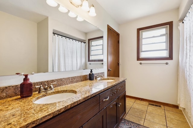 6333 Carriage Way, Oak Forest, IL 60452 - full bath with baseboards, double vanity, and tile patterned flooring