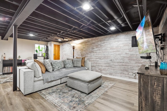 6333 Carriage Way, Oak Forest, IL 60452 - living room featuring wood walls, baseboards, and wood finished floors