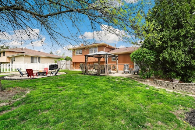 6333 Carriage Way, Oak Forest, IL 60452 - back of property featuring a fire pit, a gazebo, a patio, and brick siding