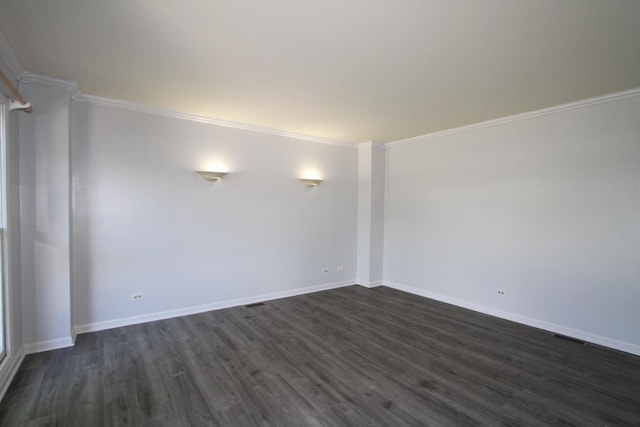 1960 Slippery Rock Rd, Naperville, IL 60565 - empty room featuring dark wood-style floors, baseboards, and crown molding