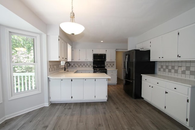 1960 Slippery Rock Rd, Naperville, IL 60565 - kitchen featuring black appliances, a sink, backsplash, and wood finished floors