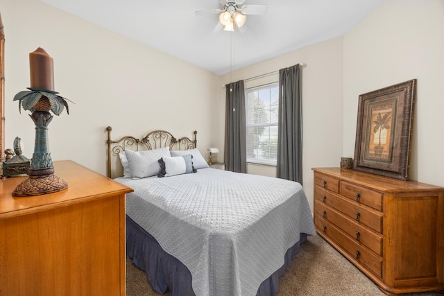 bedroom with carpet flooring and ceiling fan