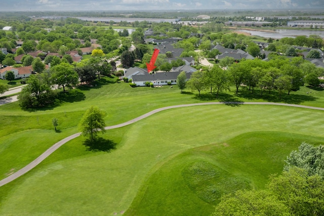 aerial view of residential area with a golf club