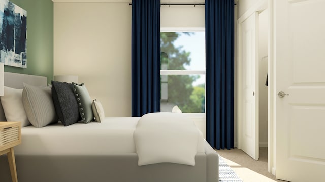 bedroom with carpet