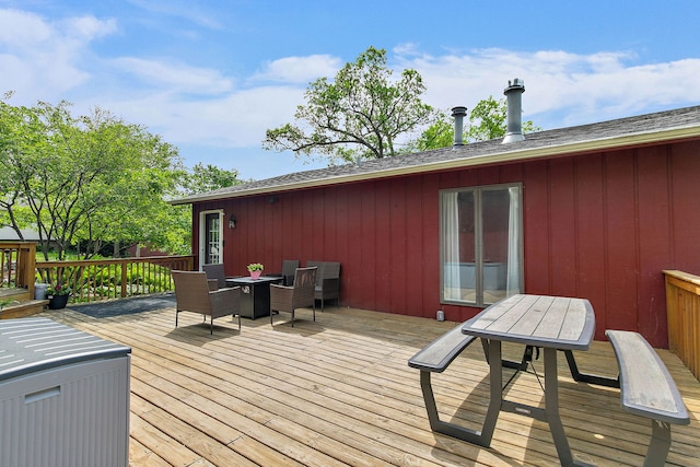 543 Blackhawk Dr, Lake In The Hills, IL 60156 - wooden terrace featuring outdoor dining area