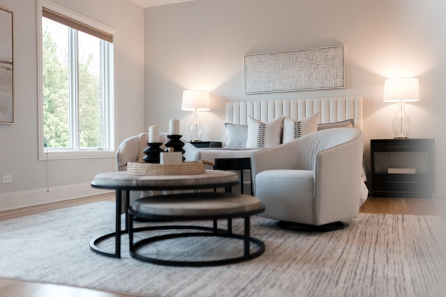 1410 W Newcastle Ct, Inverness, IL 60010 - bedroom with multiple windows, wood finished floors, and baseboards