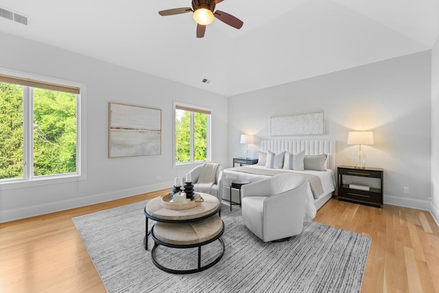 1410 W Newcastle Ct, Inverness, IL 60010 - bedroom featuring multiple windows, light wood-style flooring, baseboards, and lofted ceiling