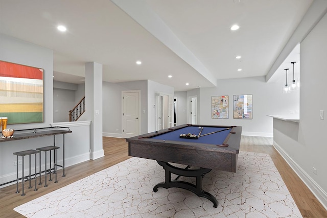 1410 W Newcastle Ct, Inverness, IL 60010 - game room featuring wood finished floors, billiards, recessed lighting, and baseboards