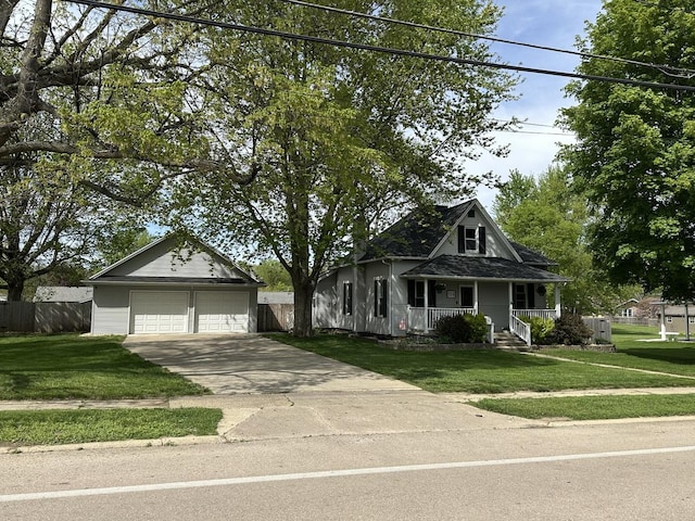 view of front facade with a porch and driveway
