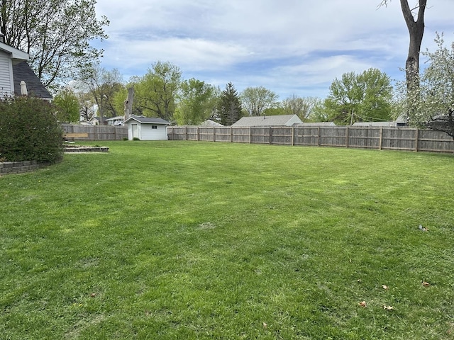 view of yard with a storage shed and an outdoor structure