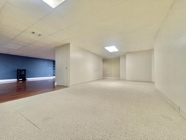 103 Hemstead St Unit 34-D, Lake Bluff, IL 60044 - below grade area featuring carpet, baseboards, and a drop ceiling