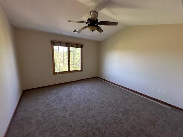 15810 Scotsglen Rd, Orland Park, IL 60462 - spare room with carpet flooring, ceiling fan, lofted ceiling, and baseboards