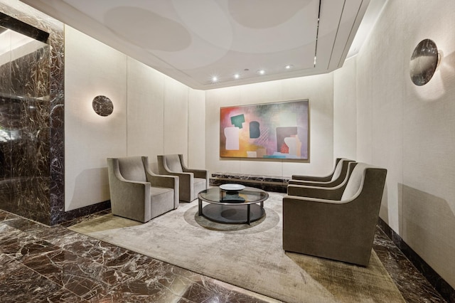 building lobby with recessed lighting