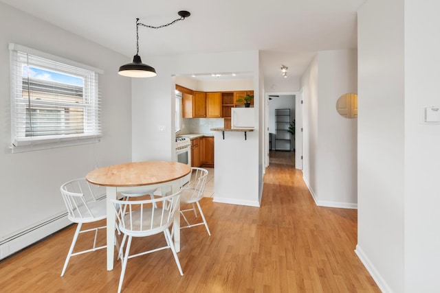 905 Graceland Ave Unit 12, Des Plaines, IL 60016 - dining area featuring light wood-type flooring, a baseboard radiator, and baseboards