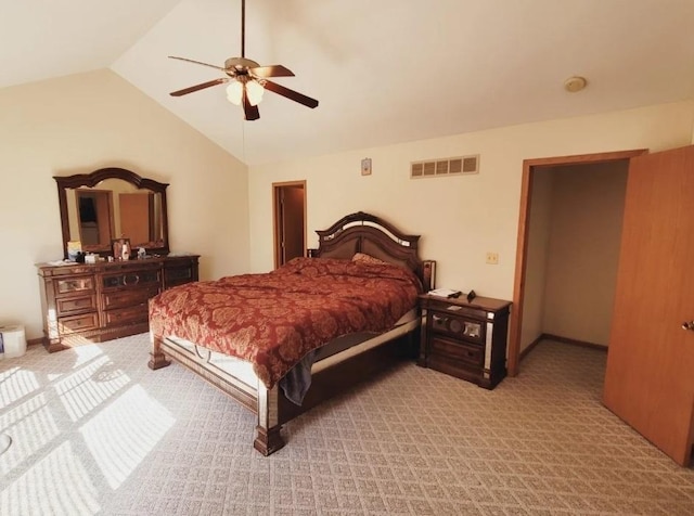 959 Campbell Dr, Naperville, IL 60563 - bedroom with lofted ceiling, light carpet, and a ceiling fan