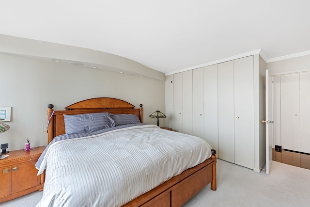 111 E Chestnut St Unit 33F, Chicago, IL 60611 - bedroom featuring light colored carpet, crown molding, and a closet