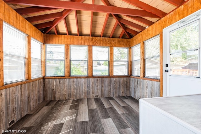 2852 W 84th Pl, Chicago, IL 60652 - unfurnished sunroom featuring wood walls, wood finished floors, and wooden ceiling