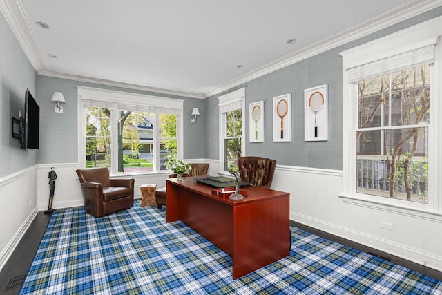 1100 Forest Ave, Wilmette, IL 60091 - office space featuring ornamental molding and a wainscoted wall