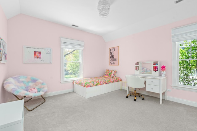 1100 Forest Ave, Wilmette, IL 60091 - bedroom featuring vaulted ceiling, carpet floors, and baseboards