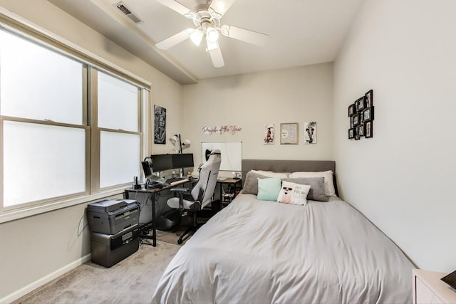 2251 W Saint Paul Ave Unit 2D, Chicago, IL 60647 - carpeted bedroom with multiple windows, a desk, baseboards, and ceiling fan