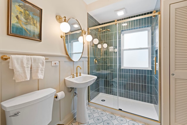 1040 Shermer Rd, Northbrook, IL 60062 - full bath featuring a shower stall, a closet, toilet, and a sink