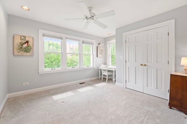 1040 Shermer Rd, Northbrook, IL 60062 - unfurnished bedroom featuring baseboards, carpet, a closet, a ceiling fan, and recessed lighting