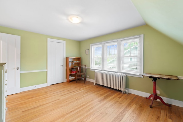 1040 Shermer Rd, Northbrook, IL 60062 - bonus room with radiator heating unit, light wood-style floors, vaulted ceiling, and baseboards