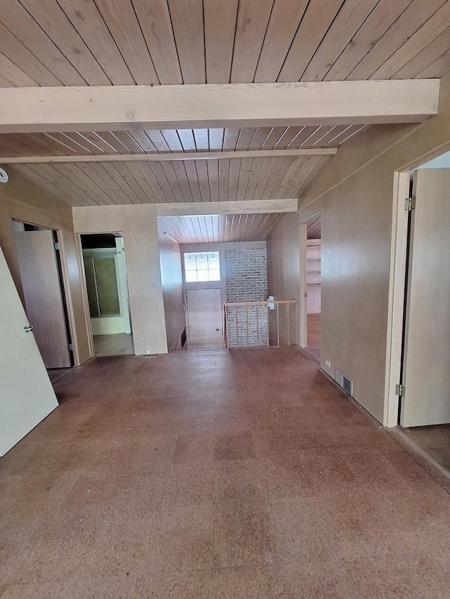 2065 Hickory Ln, Schaumburg, IL 60195 - empty room with wood ceiling, beam ceiling, and carpet flooring