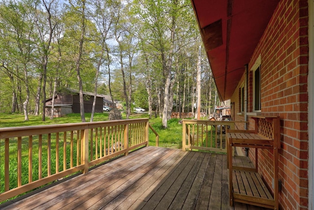 2030 Burke Dr, Winthrop Harbor, IL 60096 - deck with a lawn and view of wooded area