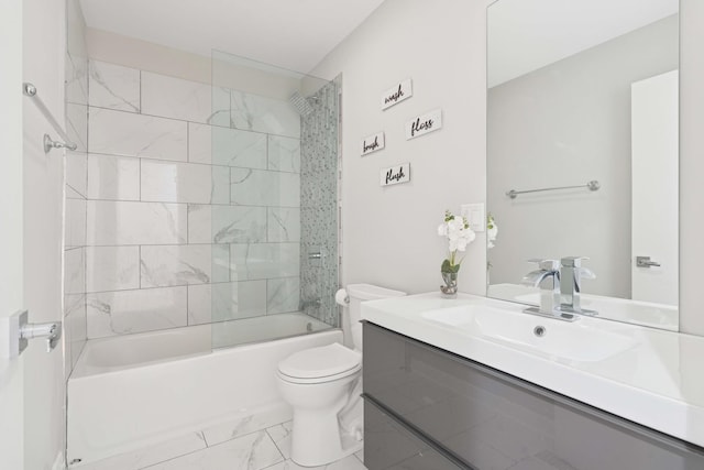 2534 W Haddon Ave, Chicago, IL 60622 - bathroom featuring toilet, marble finish flooring, vanity, and shower / washtub combination