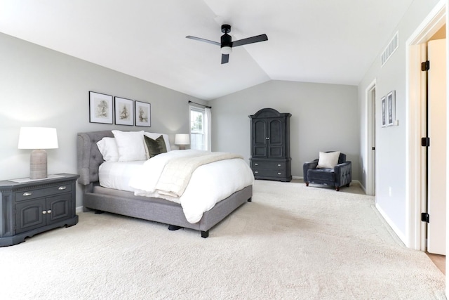 1811 Partridge Pt, Normal, IL 61761 - bedroom with light carpet, lofted ceiling, ceiling fan, and baseboards