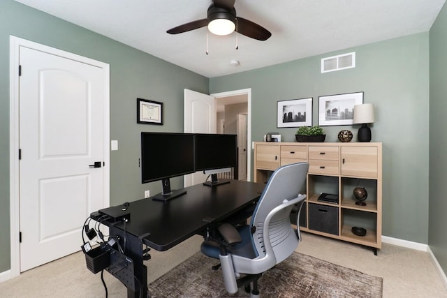 1811 Partridge Pt, Normal, IL 61761 - office featuring light colored carpet, baseboards, and a ceiling fan