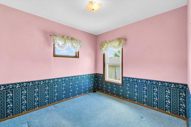 235 N Main St, Roberts, IL 60962 - carpeted spare room featuring wallpapered walls and wainscoting