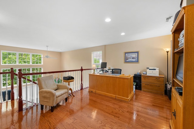 307 Lake Gillilan Way, Algonquin, IL 60102 - office space featuring a ceiling fan, light wood-style flooring, and recessed lighting