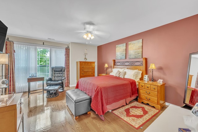 307 Lake Gillilan Way, Algonquin, IL 60102 - bedroom with wood finished floors, access to outside, and ceiling fan