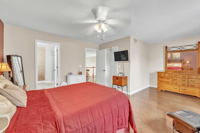 307 Lake Gillilan Way, Algonquin, IL 60102 - bedroom featuring wood finished floors, baseboards, ensuite bathroom, and ceiling fan