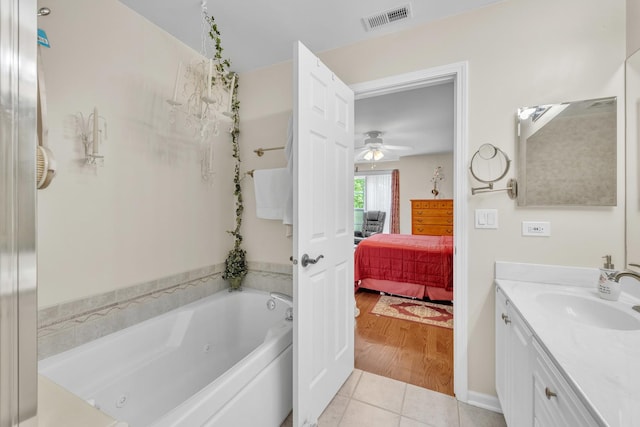 307 Lake Gillilan Way, Algonquin, IL 60102 - full bath with tile patterned floors, a whirlpool tub, ceiling fan, ensuite bathroom, and vanity