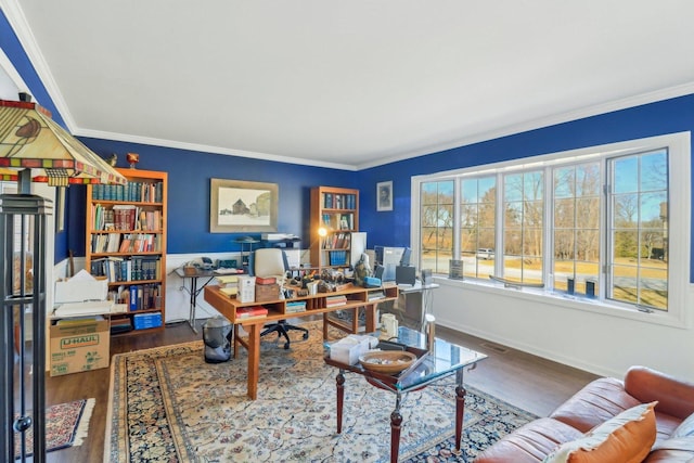 723 Beacon Dr, Lake Barrington, IL 60010 - office featuring wood finished floors, crown molding, and baseboards